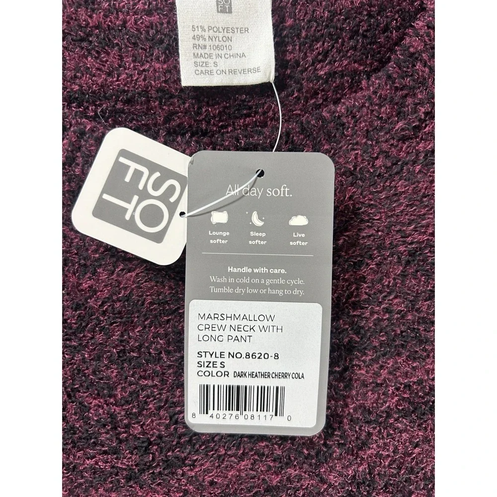 Softies NWT Waffle Marshmallow Crew Neck Sweater PJ Top Size Small Lounge Purple